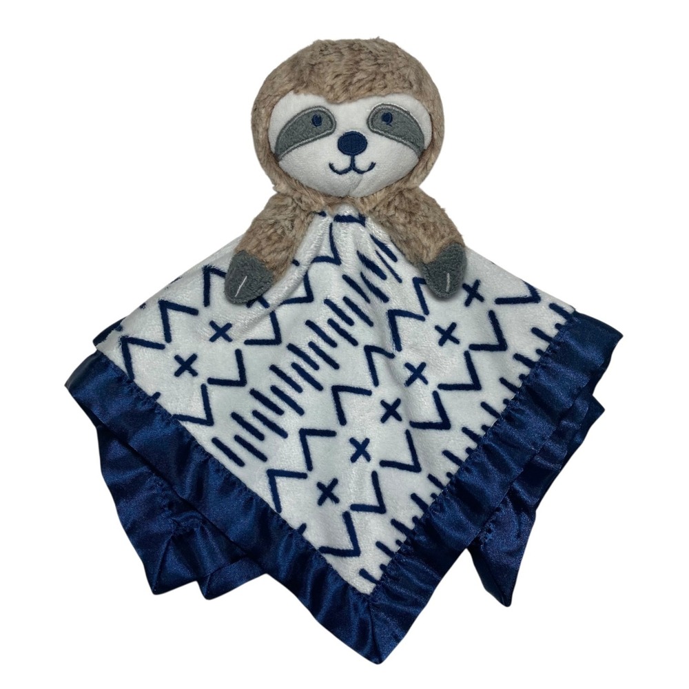 Cloud Island Sloth Lovey 14" Security Blanket Brown Blue Satin 2020 Target